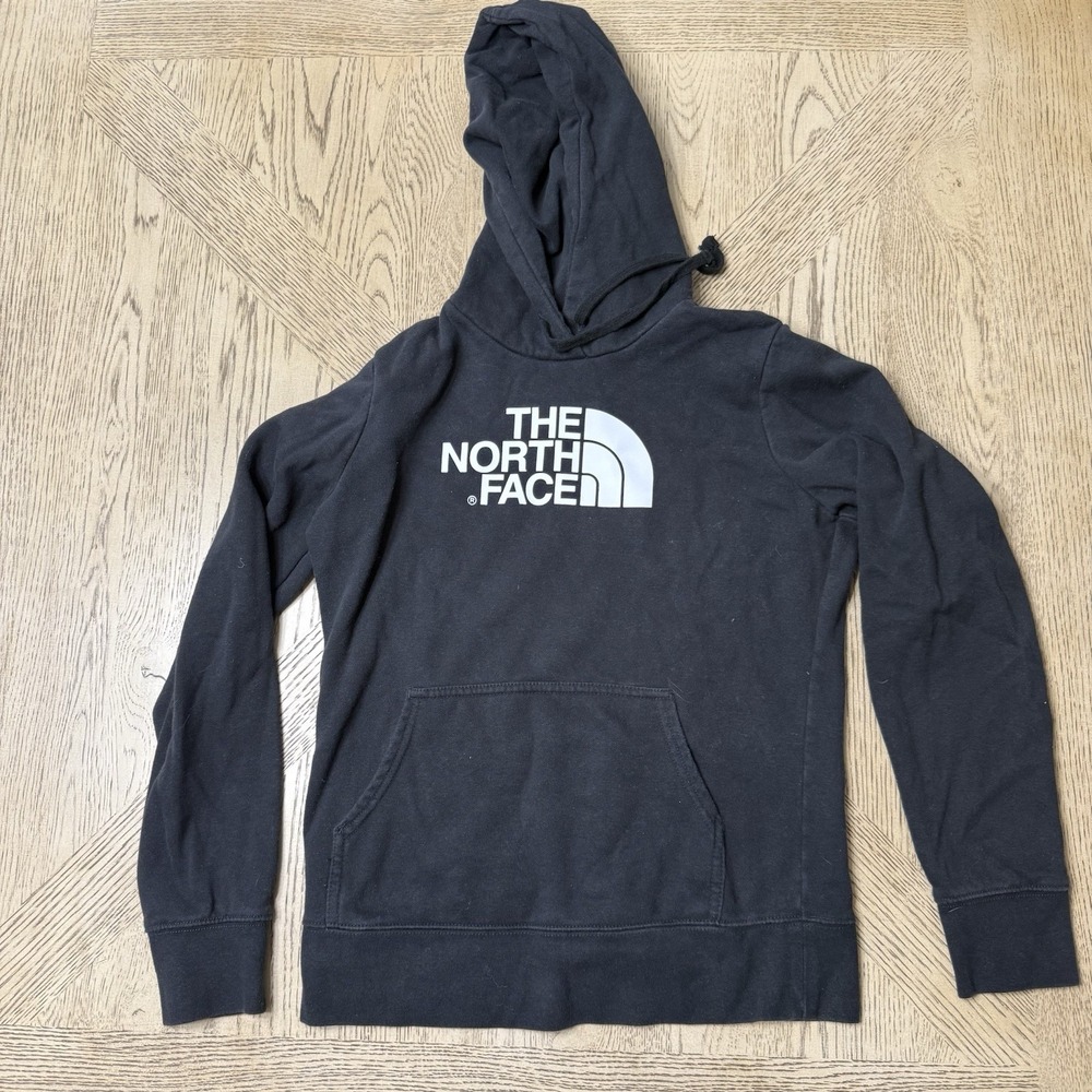 The North Face Womens Small Black Hooded Logo Sweatshirt Hoodie Jacket